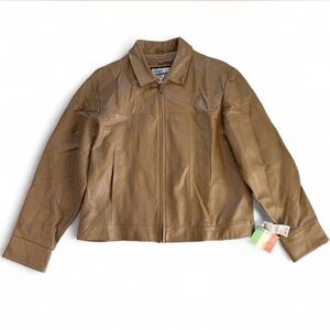 Wilsons Leather Tan Italian Genuine Leather Jacket Size Large NWT